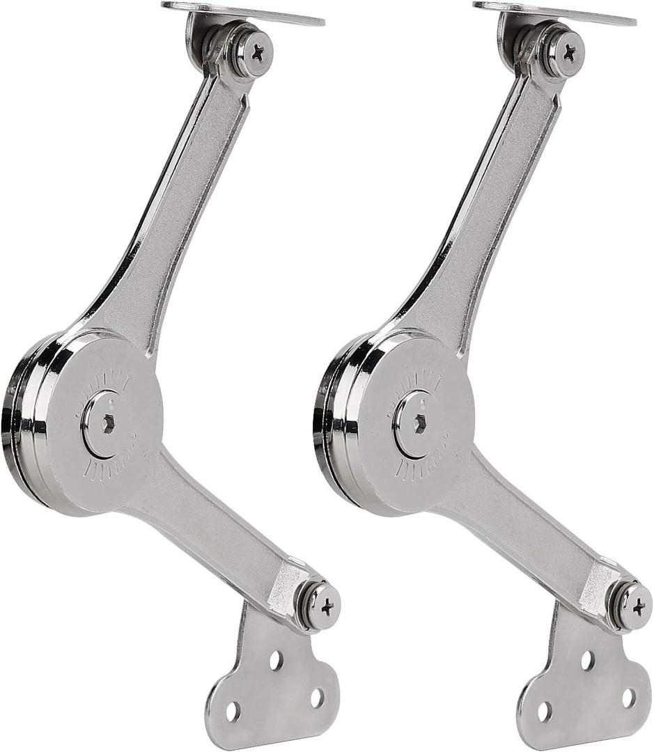Heavy Duty Lid Support Hinges Soft Close Folding Lid Stay Hinge, Perfect for Cabinet Kitchen Wardrobe Toy Chamber, Max Support 50lb/2pcs