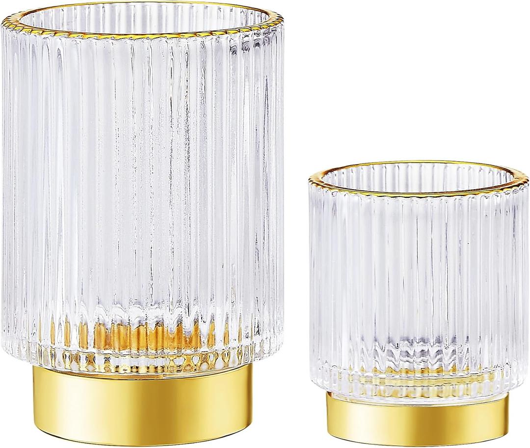 Makeup Brush Holder Organizer, Toothbrush Holders, Desk Pen Pencil Holder, Multifunctional Vintage Glass Brush Cup (S+L/White/A3-4-US）