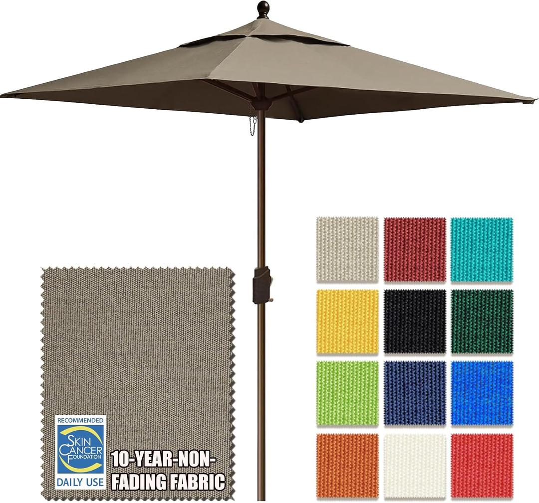 EliteShade USA 10-Year-Non-Fading 6x6Ft Square Market Patio Umbrella, UPF 50+ UV Protection Performance Sun Umbrella, Heavy Duty Commercial Grade Outdoor Table Umbrella with Crank, Windproof Vented Top for Garden, Pool, Deck and Outdoor Playsets, Taupe