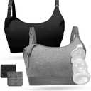 Momcozy Pumping Bra, Pumping Bra Hands Free All Day Wear Pumping & Nursing Bra in One Holding Breast Pump for Spectra, Medela. Size S