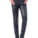 Idopy Men`s Business Slim Fit Five Pockets Faux Leather Pants Jeans 32