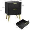 Nightstand with 2 Drawers, Black Bedside Table, Side Table with Gold Legs, Modern Style Night Stand End Table Drawer Dresser for Living Room Bedroom MLBZ09BU