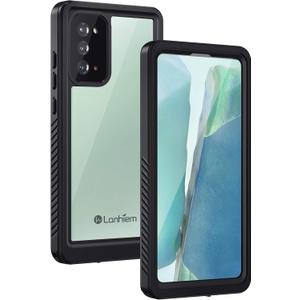 Lanhiem Galaxy Note 20 Case, Built-in Screen Protector with Fingerprint Film Waterproof Dustproof Case, Full Body Heavy Duty Protective Cover for Samsung Galaxy Note 20 6.7 inch (Black/Clear)