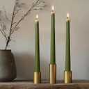 2 x 10" Classic Taper Candles, Moss Green, 4-Pack, 7-8 Hours Long Burning, Unscented Tall Candlesticks