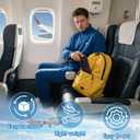 Airplane Foot Hammock for Plane Travel, Heavy-Duty Adjustable Foot Rest with Reinforced Metal Buckles, Ergonomic Bamboo Foot Hammock with Eye Mask & Neck Pillow, Portable Airplane Travel Essentials (Black-3pack)