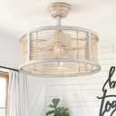 hummingbird Ceiling Fan with Light and Remote, 20'' Fandelier Ceiling Fan with Light, Boho Caged Ceilings Fan with Lights Flush Mount for Bedroom, Living Room, Dining Room