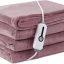 LaffyLo Electric Heated Blanket Twin Size 62"84", Breathable & Luxurious Flannel,Soft Warm Gift with Over-Heat Protection, 4 Heating Levels & 10 H Auto Shut Off, Machine Washable, Purple