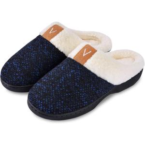Parlovable Women's Slippers with Memory Foam, Wool-like Indoor Outdoor House Shoes with Anti-Skid Rubber Sole for Ladies, Gift for Women (M)