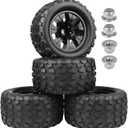 1/10 Scale RC Truck Wheels and Tires 2.8" Monster Tires 12mm Hex for Traxxas Rustler Stampede 4x4 Vxl 2WD Redcat Volcano Epx Pro 4PCS