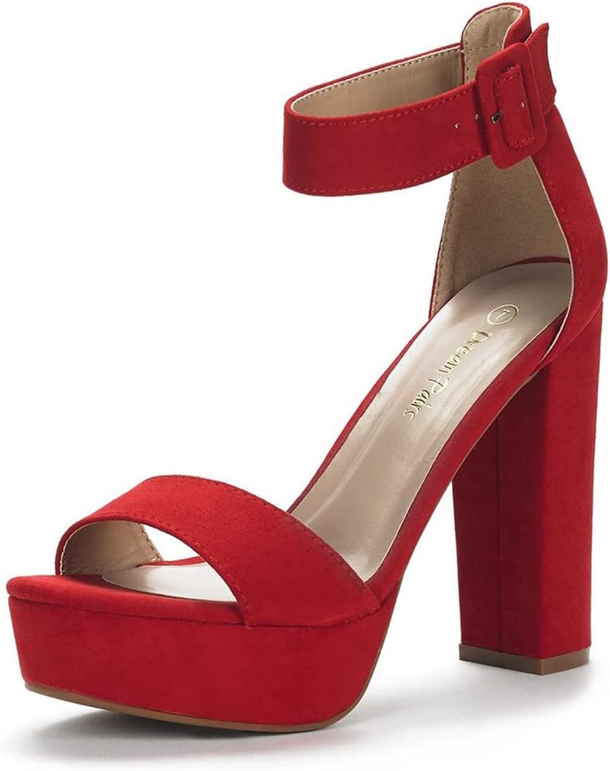 DREAM PAIRS Women's Platform Heel Sandals, Open Toe Ankle Strap Heel Fashion Wedding Party Dress Sandals Shoes