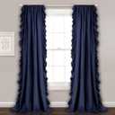 Lush Decor Reyna Ruffle Window Curtain Panel Set, Pair, 54" W x 84" L, Navy - Flowy Curtain Set - Romantic Ruffle Curtains for Bedroom, Living room, or Dining Room - Farmhouse & Cottage Home Decor