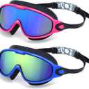 Freela 2 Pack Swim Goggles for Adult Men Women,180Wide Vision Anti-fog UV Protection No Leak Clear Swimming Goggles