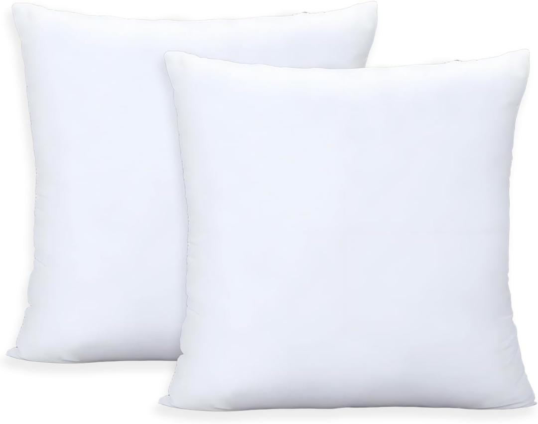 ORJ Throw Pillows Insert Set of 2, White 12x12 in Pillow Inserts with 100% Cotton Cover,Bed and Couch Decorative Stuffer Pillows,Indoor Pillows for Sofa