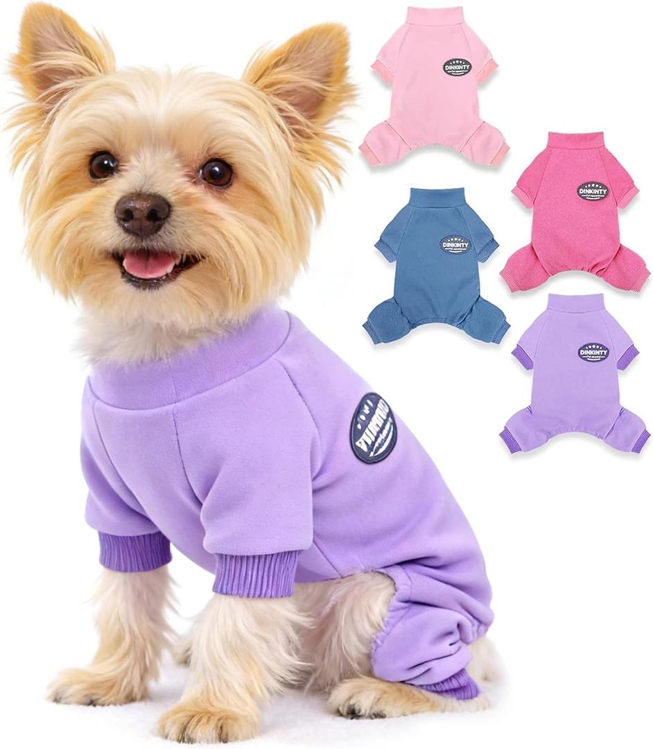 Small Dog Sweaters Winter Puppy Pajamas Dog Sweater for Small Dogs Girl Boy Warm Soft Puppy Pjs Stretchy Jumpsuit Doggie Pet Clothes Outfits XXS~L (Purple, X-Small)