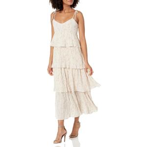 Club Monaco Women's Pleated Tiers Dress (2, Pink Base/Rose )