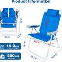 SUNNYFEEL Oversized Tall Folding Beach Chair Lightweight, 17" Portable Sand Chair for Adults Heavy Duty 500 LBS with Cup Holders, Foldable High Camping Lawn Chairs for Camp/Outdoor/Picnic/Sports, 1-pack