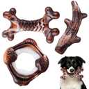 2 x Tough Dog Toys for Aggressive Chewers: 3 Pack Dog Chew Toys, Indestructible Dog Toys for Large Dogs, Durable Heavy Duty Hard Big Toy for Super Chewer 25-90lbs, Bacon Flavor, Keep Them Busy