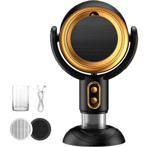 Puff-Hide Smokeing Fan for Smoking Indoors, Electric Black Gold Smokeaway Purifier Fan Portable Table Smoke Air Purifier Fan Adjustable Angle Kitchen Mini Filter Smoke Exhaust Fan(Plug-In)