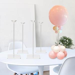 TEKXYZ 15.75 Inch Height Clear Acrylic Balloon Stand for Table Centerpiece Decoration, Set of 4