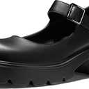AOSPHIRAYLIAN Mary Janes Platform Mary Janes for Women Round Toe Dress Shoes for Women Ankle Strap Chunky Heel Uniform Women's Pumps 8