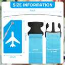 Weewooday 8 Pcs Luggage Straps Suitcase Tags Set for TSA Approved, 4 Travel Adjustable Suitcase Belt, 4 Silicone Luggage Tags with Name ID Card Travel Accessories(Blue,Airplane)