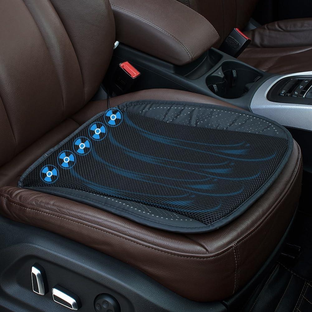 JSCARLIFE Universal Ventilated Car Seat Cushion with USB Interface Quick Cooling Three-Speed Adjustable Seat Cushion Suitable for All Car Seats, Home and Office Chairs (Style-A)
