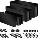 Cable Organizer Box Set of Three, Power Cover Cord Holder Surge Protector for Desk (Black)