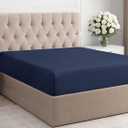 Full Fitted Bed Sheet - Bottom Single Fitted Sheet Only - Ultra-Soft Hotel Luxury Bedding w/ 8-16 Inch Deep Pockets - Breathable, Cooling & Wrinkle Free - Easy-Fit, Fade & Shrink Resistant - Navy Blue