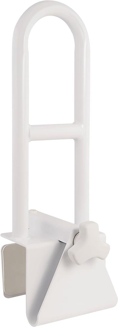 Vaunn Medical Adjustable Bathtub Safety Rail Shower Grab Bar Handle, Stainless Steel, White
