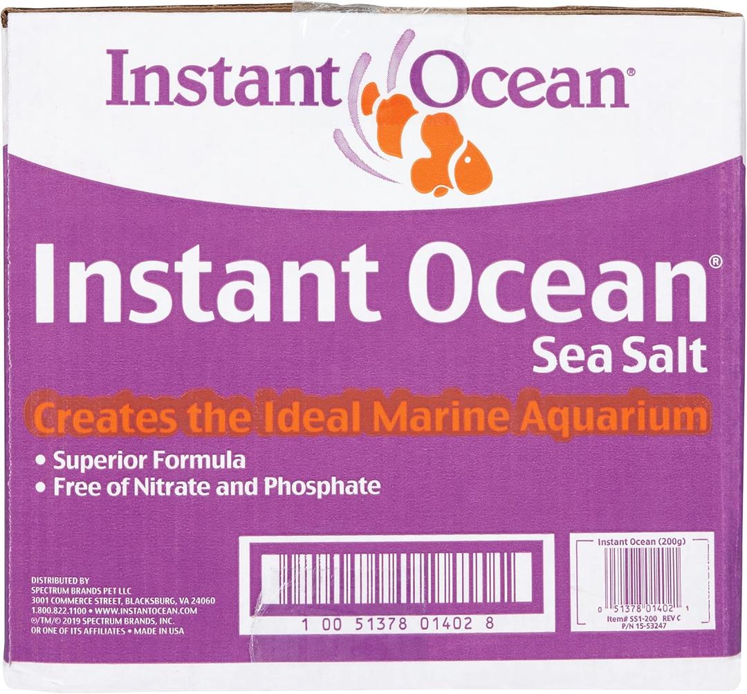 Instant Ocean Sea Salt for Marine Fish Tank Aquariums, Nitrate & Phosphate-Free (200 Gallon)