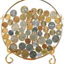 Wanlian Gold Frame Coin Display Stand Coin Display Stand wall-Mounted Iron Coin Rack Collection Coin Silver Dollar Coin Rack Glass Piggy Bank (Round)