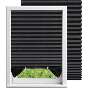 Temporary Shades Blackout Pleated Paper Blinds 24" W x 59" H Black 4PCS