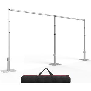 EMART Backdrop Stand Heavy Duty 10ftx20ft, Adjustable Pipe and Drape Photo Background Support Kit, Metal Frame with Flat Base for Wedding Birthday Party Banquet Decorations (10x20FT, Silver)