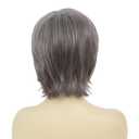Kaneles Gray Short Wigs with Bangs Natural Fluffy Synthetic Hair Wigs for Women Grey Hair Replacement Wigs for Daily Use