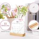 2 x Small Desk Calendar 2026-2027 Flower Calendar 2026 12 Months Floral Desktop Calendar - Mini Standing Flip Decorative Flower Calendar for Home, Office and Desk Accessories