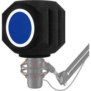 Microphone Wind Shield Pop Filter Isolation Ball, Acoustic for Record Studios Mic, Sound-Absorbing Foam Five-sided Seal Design to Effectively Reduces Noise and Reflections, black