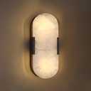 Doraimi Lighting 2 Light 12" Natural Oval Alabaster Marble Bathroom Wall Sconce Modern Concise Style Wall Light Fixture,Oil Rubbed Bronze Finish for Bedroom Hallway Bedside Living Room