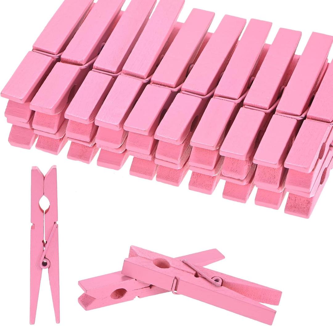 M METERXITY 30-Pack Colored Clothespins Wooden, 2.8 Inch/72mm Colorful Clothes Pins for Hanging Clothing/Crafts/Pictures, Wooden Clothespins [Pink], 2.8" x 0.4"