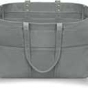 Large Canvas Tote Bag with Multi-Pockets Extra Big Shopping Beach Totes Bags Reusable Grocery Bag (Grey)