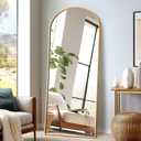NicBex Arched Full Length Mirror, 64"x24" Aluminum Alloy Frame Full Body Mirror with Stand, Gold - Free Standing, Leaning Against Wall or Wall-Mounted, for Bedroom Living Room Dressing Room
