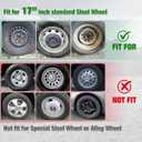 Universal 17 Inch Hub caps Wheel Covers for Cars, Set of 4 Fits Most Cars Hubcaps 17" Wheel Rim Cover Replacement Grey Black Color