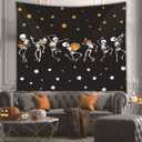 NASKY Halloween Wall Tapestry - Skull Trippy Black and White Wall Hanging for Room Decor (51.2" X 59.1"-(130x150cm))