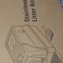 Stainless Steel Litter Box with Lid, 180 Flip-Top XL Extra Large Enclosed Litter Box for Big Cats, Front Entry Top Exit Kitty LitterBox, Metal Cat Box with Scoop & Step Board, Odor-Free, Anti-Leak