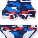Kanu Surf Girls' Addie UPF 50+ Beach Sport Racer Bikini 2-Piece Swimsuit (6X, American Dream Flag)