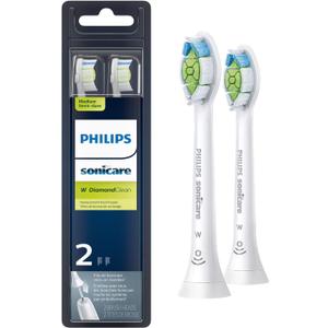 Philips Sonicare Genuine W DiamondClean Replacement Toothbrush Heads, 2 Brush Heads, White, HX6062/65 (2 Count (Pack of 1))