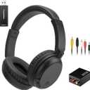 Wireless Bluetooth TV Headphones for Seniors, Wireless TV Headset with USB Transmitter, Lightweight and Comfortable Over Ear Headphone, Up to 30 Hours Battery Life, Lossless Audio (Black)