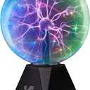 Katzco Colorful Plasma Ball - 8 Inch Static Electricity in a Vacuum Pressurized Glass Globe - Multicolored, Nebula, Thunder Lightning, Plug-in for Parties, Decorations, Prop, Home, STEM