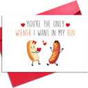 3 x LYMEQING Raunchy Valentines Day Card for Him Husband, Funny Valentines Day Card for Boyfriend Fiance (You're the Only Wiener I Want in My Bun)