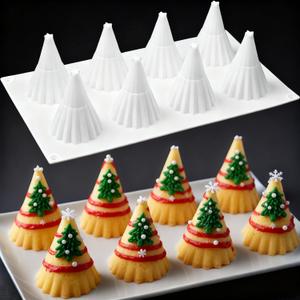 3D Christmas Tree Silicone Molds Large Christmas Molds Xmas Tree Pan Silicone Mold 8-Cavity Christmas Cake Mold for Mousse Cake Muffin Baking Jello Chocolate Ice Cube Soap Candle Lotion Bar Bath Bomb