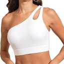 Womens Bikini Tops Push Up Bathing Suit Top One Shoulder Swimsuit Tops Full Coverage Swim Top Only
 (Medium, 01- White)